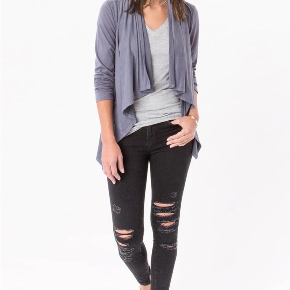 NWOT Z Supply The Suede Waterfall Cardigan in NAVY